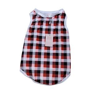 Fashion Plaid Dog Tank Top Shirt - Red Black White Gingham Pet Clothes Size M